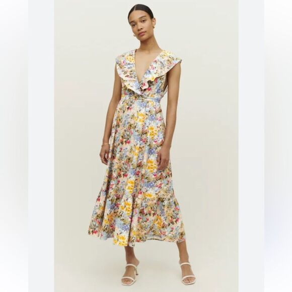 Reformation Reina Floral Midi Dress - Multicolor size 0 NWT $295 - Picture 2 of 4